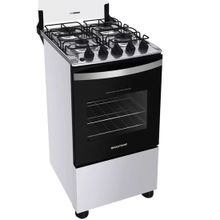 Fogão 4 Bocas Brastemp de Piso Automático com Mesa Inox Forno 61L com Luz BFO4NBB