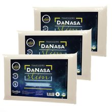 Kit 3 Travesseiros DaNasa Slim Espuma 100% Poliuretano Viscoelástico 40x61x8cm Duoflex