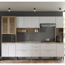 Cozinha Completa 15 Portas 2 Gavetas 6 Módulos Topázio 310cm