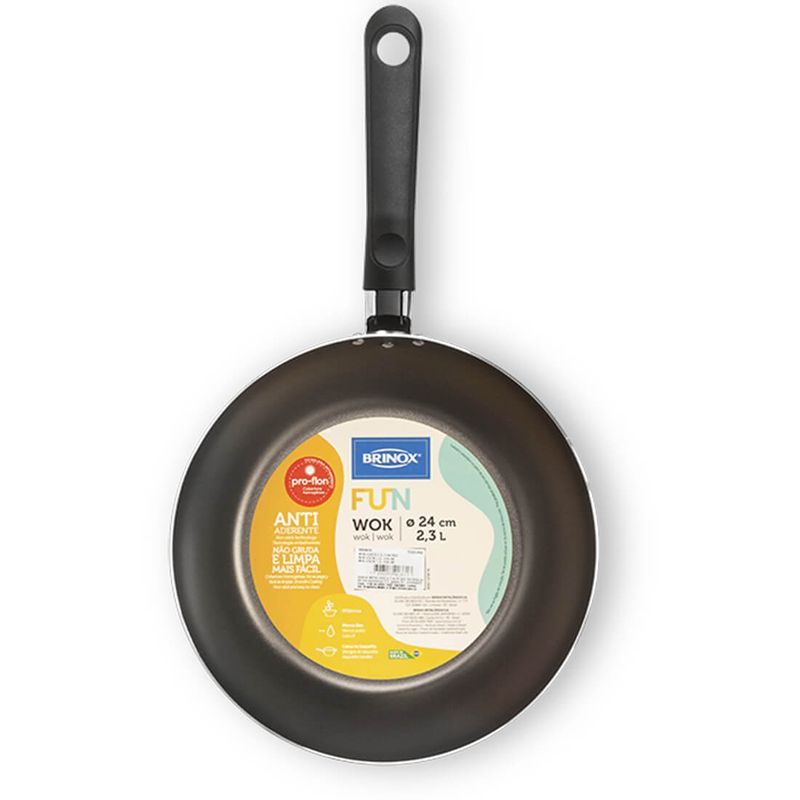 Frigideira Wok Antiaderente Fun 24CM 2,3L Terracota - Brinox - nivalmix