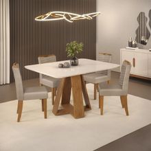 Conjunto Sala de Jantar Mesa e 4 Cadeiras Milão 90x120cm