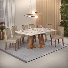 Conjunto Sala de Jantar Mesa e 6 Cadeiras Milão 90x160cm