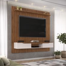 Painel para TV até 70" 2 Portas Basculante Ripado em MDF Dj Móveis Ipanema 175x183x36cm