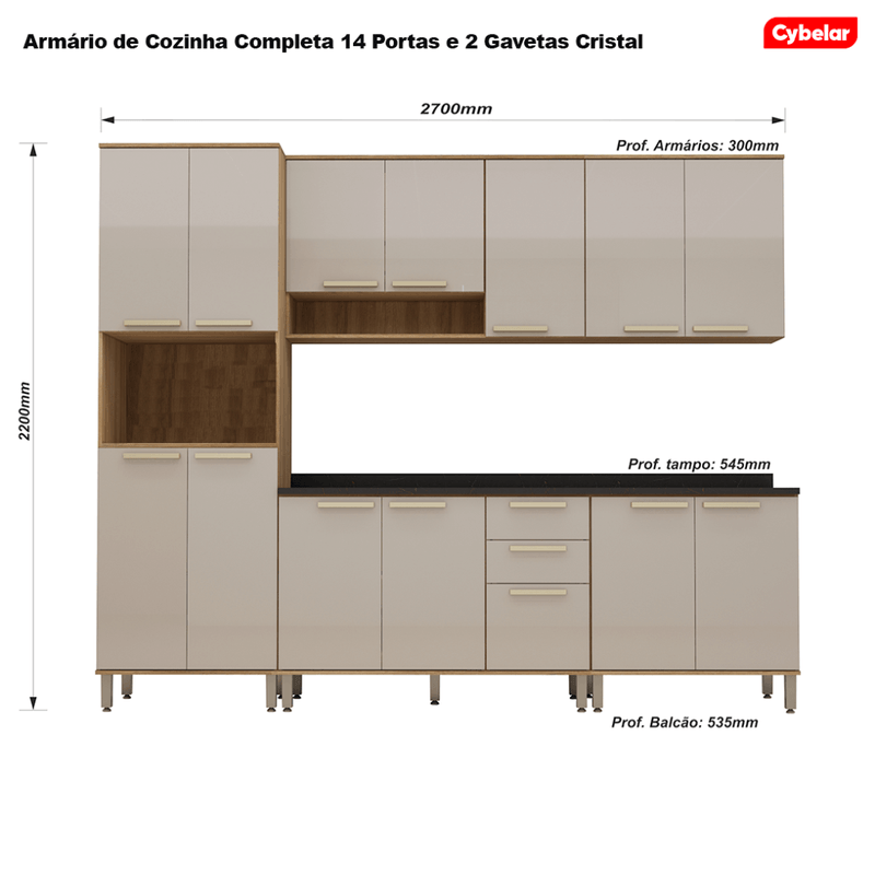 Kit-Cozinha-Completa-Cristal-14p-2g-Luciane-Cozinha