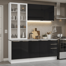 Armário de Cozinha Compacta 190cm Branco/Preto Lux Madesa 02