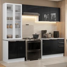 Armário de Cozinha Completa 270cm Branco/Preto Lux Madesa 04
