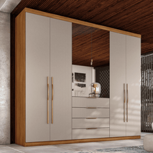 Guarda Roupa Casal 6 Portas 4 Gavetas com Espelho Vicenza
