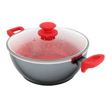 Caçarola Philco Alumínio Antiaderente Redstone 28cm 6,1L Tampa de Vidro PPH280ACR