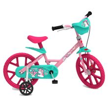 Bicicleta Infantil Aro 14 Unicórnio com Rodinha e Cestinha Bandeirante