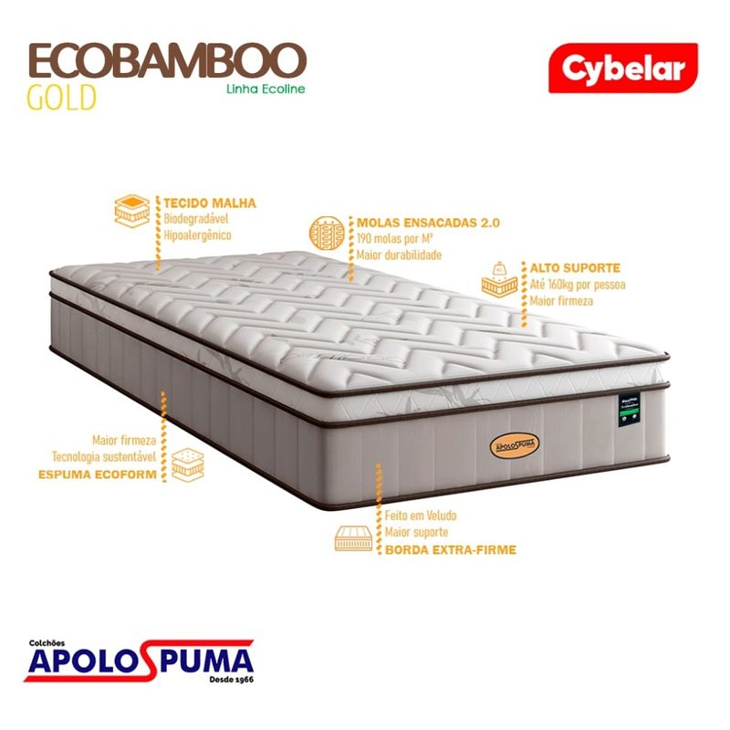 Colchao Solteiro King Ecobamboo Apolospuma