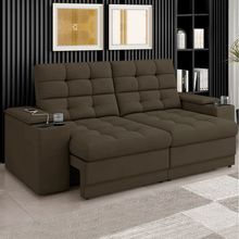 Sofá 3 Lugares Retrátil e Reclinável com Entrada USB e Porta Copo California 205cm