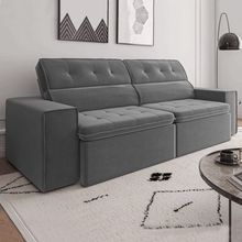 Sofá 3 Lugares Retrátil e Reclinável em Veludo Texas 230cm