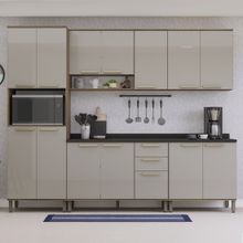 Armário de Cozinha Completa 14 Portas e 2 Gavetas Cristal 220x270x54cm