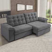 Sofá 4 Lugares Retrátil e Reclinável com Entrada USB Quebec 290cm