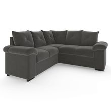 Sofá de Canto 4 Lugares em Suede e Almofadas Removíveis 195cm