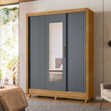 Guarda Roupa Casal 3 Portas 2 Gavetas com Espelho Suécia