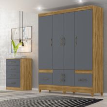 Guarda Roupa Casal 6 Portas 2 Gavetas com Cômoda 4 Gavetas Dublin